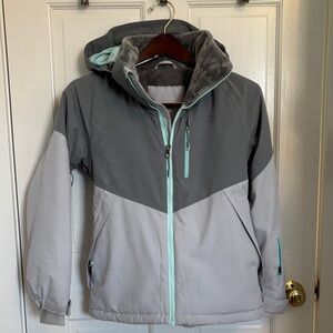 L.L. Bean Kids Gray and Mint Wildcat Ski Jacket